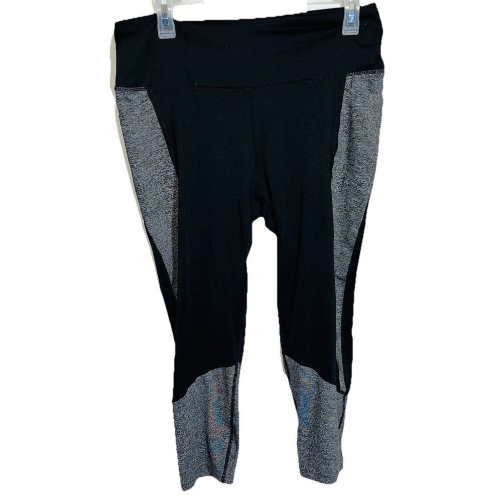 Zone Pro Leggings Capri Workout Black Grey Sz L
